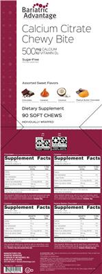 Photo of the Bariatric Advantage Calcium Citrate Chewy Bite 500 mg Calcium 500 IU Vitamin D3 Coconut label