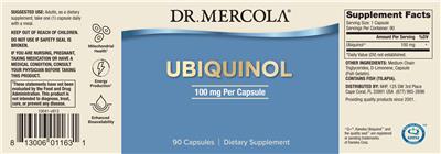 Photo of the Dr. Mercola Ubiquinol 100 mg label