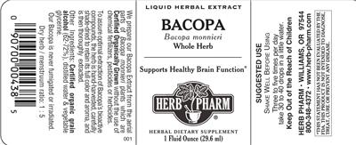 Photo of the Herb Pharm Bacopa label