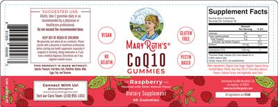 Photo of the Mary Ruth's CoQ10 Gummies Raspberry label