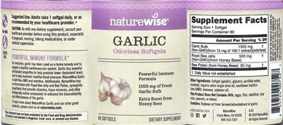 Photo of the NatureWise Garlic 1500 mg label