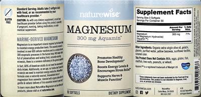 Photo of the NatureWise Magnesium 300 mg label