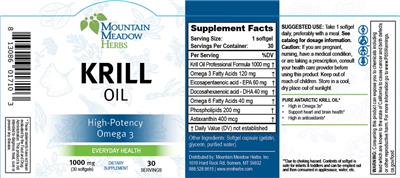 Photo of the Mountain Meadow Herbs Krill Oil 1000 mg label