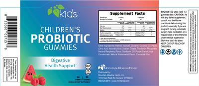 Label of Children's Probiotic Gummies Raspberry Watermelon