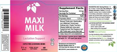 Photo of the Mountain Meadow Herbs Maxi Milk label