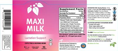 Photo of the Mountain Meadow Herbs Maxi Milk label