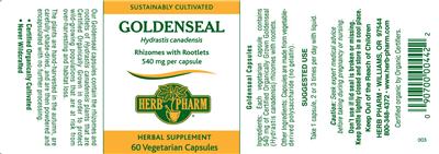 Photo of the Herb Pharm Goldenseal label