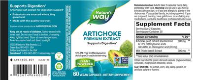 Photo of the Nature's Way Artichoke Premium Extract label