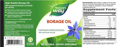 Photo of the Nature's Way Borage Oil 1,300 mg label