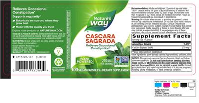 Photo of the Nature's Way Cascara Sagrada 270 mg label
