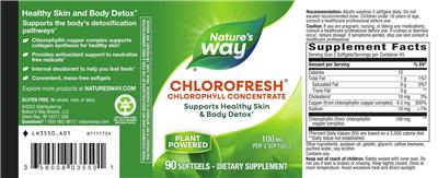 Photo of the Nature's Way Chlorofresh 100 mg label