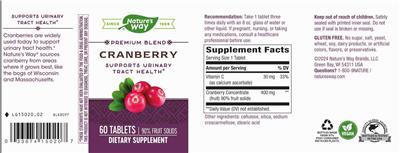 Photo of the Nature's Way Cranberry 90% Fruit Solids label