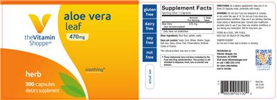 Photo of the The Vitamin Shoppe Aloe Vera Leaf 470 mg label