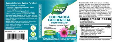 Photo of the Nature's Way Echinacea Goldenseal label