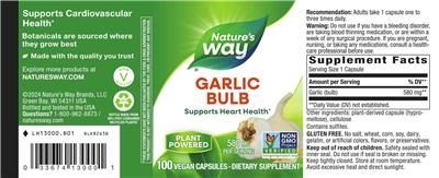Photo of the Nature's Way Garlic Bulb 580 mg label
