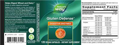 Photo of the Nature's Way Gluten Defense label