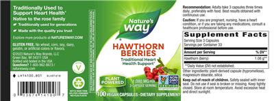 Photo of the Nature's Way Hawthorn Berries 1,080 mg label