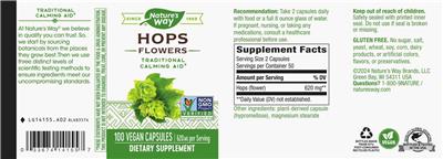 Photo of the Nature's Way Hops Flowers 620 mg label