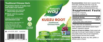Photo of the Nature's Way Kudzu Root 1,226 mg label