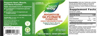 Magnesium Glycinate Complex 220 mg のラベル画像（NIH DSLD）