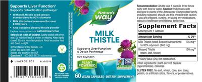 Photo of the Nature's Way Milk Thistle label