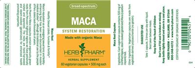 Photo of the Herb Pharm Maca label
