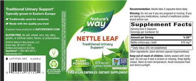 Photo of the Nature's Way Nettle Leaf 870 mg label