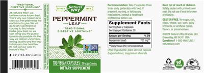 Photo of the Nature's Way Peppermint Leaf 700 mg label