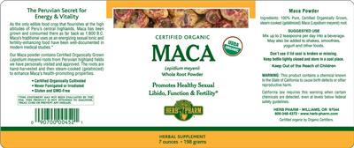 Photo of the Herb Pharm Maca label