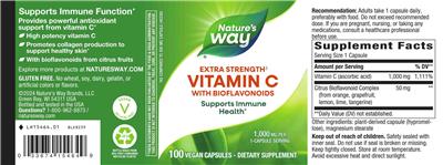 Product label for Vitamin C with Bioflavonoids 1,000 mg