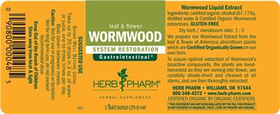 Photo of the Herb Pharm Wormwood label