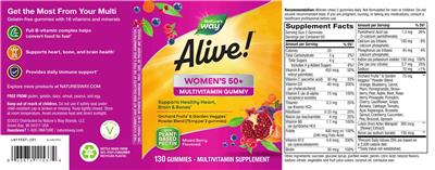 Photo of the Nature's Way Alive! Women's 50+ Multivitamin Gummy Mixed Berry Flavored label