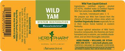 Photo of the Herb Pharm Wild Yam label