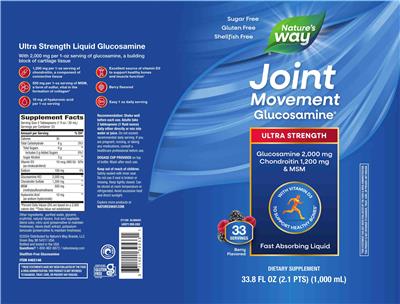 Photo of the Nature's Way Joint Movement Glucosamine Ultra Strength Berry Flavored label