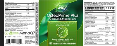 Photo of the Nature's Way OsteoPrime Plus Calcium & Magnesium label