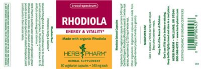 Photo of the Herb Pharm Rhodiola label