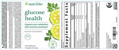 Photo of the Nutrilite Glucose Health label