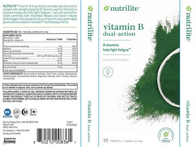 Photo of the Nutrilite Vitamin B Dual-Action label
