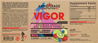 Photo of the Arms Race Nutrition Vigor 2nd Edition Big Sky label