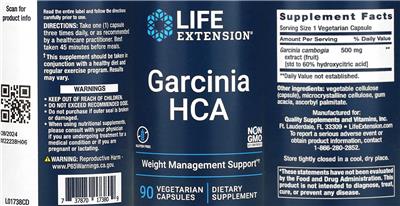 Photo of the Life Extension Garcinia HCA label