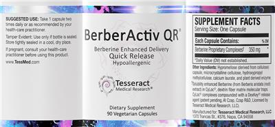 Photo of the Tesseract Medical Research BerberActiv-QR label