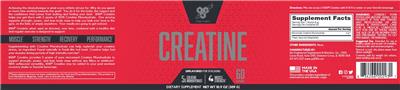 Product label for Creatine Unflavored