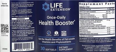 Photo of the Life Extension Once-Daily Health Booster label