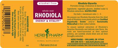Photo of the Herb Pharm Rhodiola label