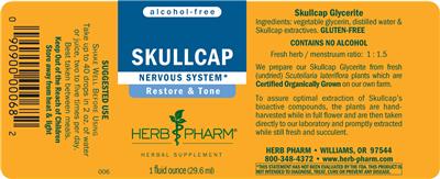 Photo of the Herb Pharm Skullcap Alcohol-Free label