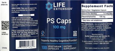 Photo of the Life Extension PS Caps 100 mg label