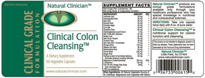 Photo of the Natural Clinician Clinical Colon Cleansing label