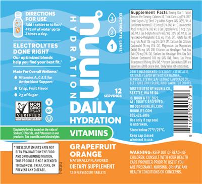 Photo of the Nuun Hydration Grapefruit Orange label