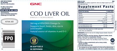 Photo of the GNC Cod Liver Oil label