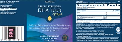 Photo of the GNC Triple Strength DHA 1000 Mini label